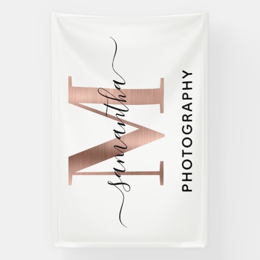 Logo der Rose Gold M Monogram Banner (Vertikal)