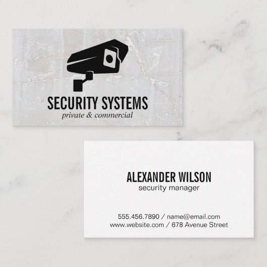 Logo der Sicherheitskamera | Marmor Visitenkarte (Vorne/Hinten)