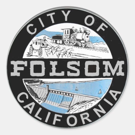 Logo der Stadt der Folsom-Grafik: Grafische Versio Runder Aufkleber (Vorderseite)