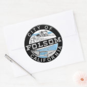 Logo der Stadt der Folsom-Grafik: Grafische Versio Runder Aufkleber (Umschlag)