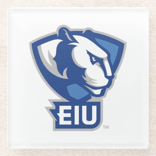 Logo der University Panthers von Eastern Illinois Glasuntersetzer (Vorderseite)