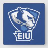 Logo der University Panthers von Eastern Illinois Quadratische Wanduhr (Vorderseite)