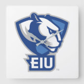 Logo der University Panthers von Eastern Illinois Quadratische Wanduhr (Vorderseite)