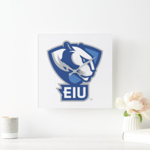 Logo der University Panthers von Eastern Illinois Quadratische Wanduhr