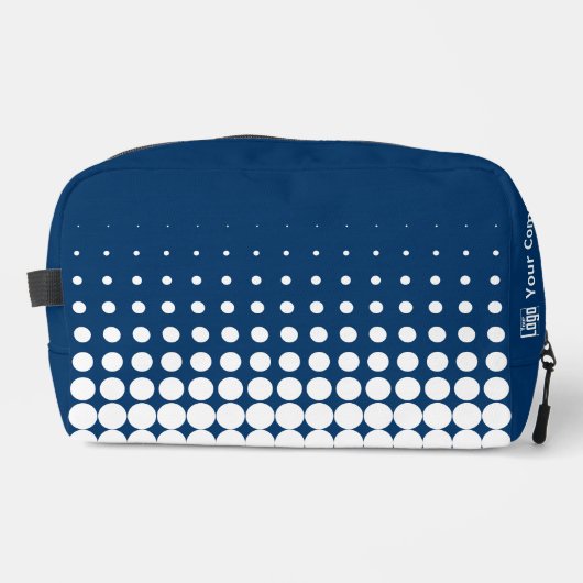 Logo der Werbefirma Halftone Blue White Waschbeutel (Vorderseite)