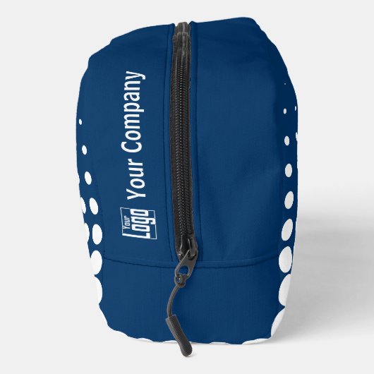 Logo der Werbefirma Halftone Blue White Waschbeutel (Rechts)