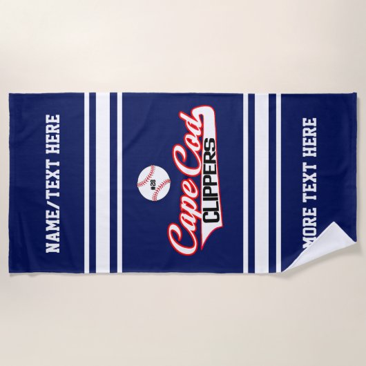 Logo des Baseball Player Number Team Club Strandtuch (Vorderseite)