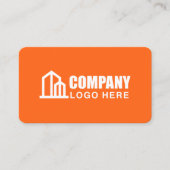 Logo des Bauunternehmens QR-Code Orange Visitenkarte (Vorderseite)