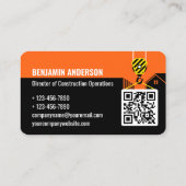 Logo des Bauunternehmens QR-Code Orange Visitenkarte (Rückseite)