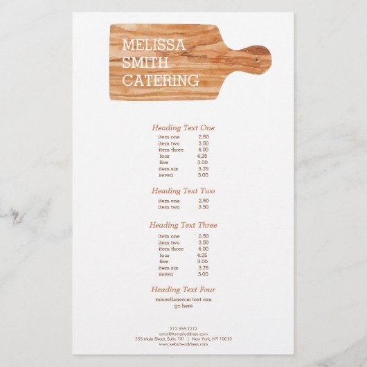 Logo des Caterings für den Koch der Aquarelltafel Flyer (Vorne)