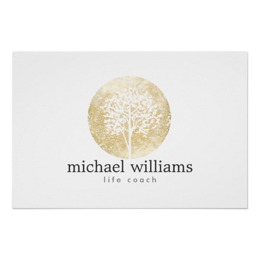 Logo des Coach "Golden Watercolor Tree Life" Poster (Vorderseite)