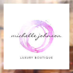 Logo des Designers "Luxe Pink Painted Circle" Fensteraufkleber