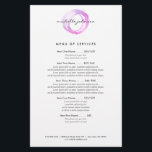Logo des Designers "Luxe Pink Painted Circle" Flyer<br><div class="desc">Ein Bio gestrichener Kreis in rosa und lila Farbtönen wird zu einem luxuriösen Logo auf dieser individuell anpassbaren Flyer-Vorlage mit dem Zusatz Ihres Namens oder Firmennamens in einer schicken Typenbehandlung. Benutzen Sie diese Flyer für Preislisten, Service-Menüs, Werbeartikel und vieles mehr, um Marketing zu erwerben. Der gesamte Text ist vollständig anpassbar...</div>