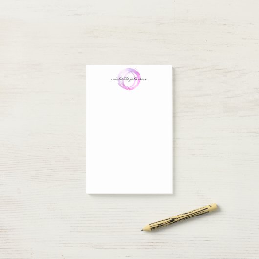 Logo des Designers "Luxe Pink Painted Circle" Post-it Klebezettel (Auf Schreibtisch)
