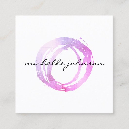 Logo des Designers "Luxe Pink Painted Circle" Quadratische Visitenkarte (Vorderseite)