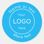 Logo des Firmenshops blau hinzufügen Runder Aufkleber (Vorderseite)