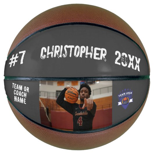 Logo des Foto Player Nummer des Teams grau Basketball (Vorderseite)