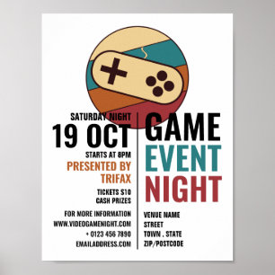 Logo des Gamecontrollers, Video-Gamer-Eventwerbung Poster