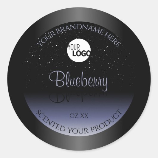 Logo des Glitzer "Black Blue Gradient Product Labe Runder Aufkleber (Vorderseite)
