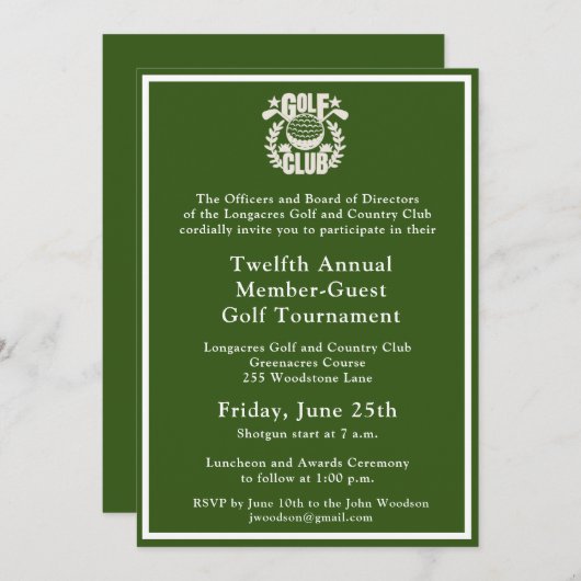 Logo des Golf Club Corporate Tournament Einladung (Vorne/Hinten)