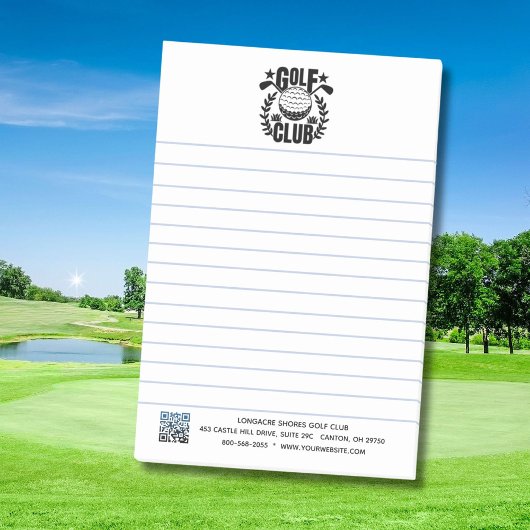 Logo des Golfclubs und QR-Code Post-it Klebezettel