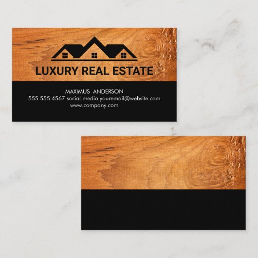 Logo des Hauses | Holz Visitenkarte (Vorne/Hinten)
