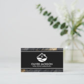 Logo des Hauses | Marmordunkelgraues Gold Visitenkarte (Stehend Vorderseite)