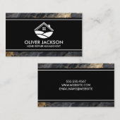 Logo des Hauses | Marmordunkelgraues Gold Visitenkarte (Vorne/Hinten)