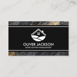Logo des Hauses   Marmordunkelgraues Gold Visitenkarte