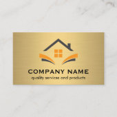 Logo des Hauses | Realtor | Gold-Metallic-Hintergr Visitenkarte (Vorderseite)