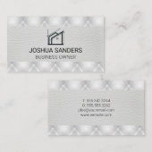 Logo des Hauses | Weißes Leder erhalten Visitenkarte (Vorne/Hinten)