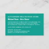 Logo des Health Food Store Visitenkarte (Rückseite)