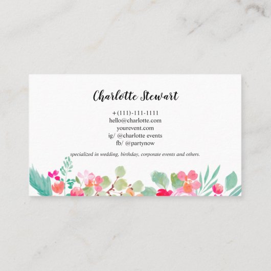 Logo des hellrosa Aquarellenplaners Visitenkarte (Rückseite)