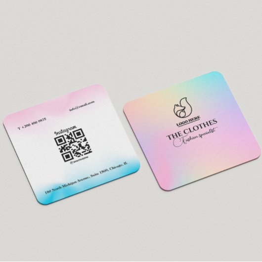 Logo des Holografischen Gradient Qr Code Closing S Quadratische Visitenkarte