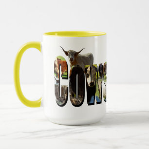 Logo des Küchenbildes, hergestellt mit Kuhbildern, Tasse