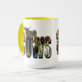 Logo des Küchenbildes, hergestellt mit Kuhbildern, Tasse (Vorderseite Links)
