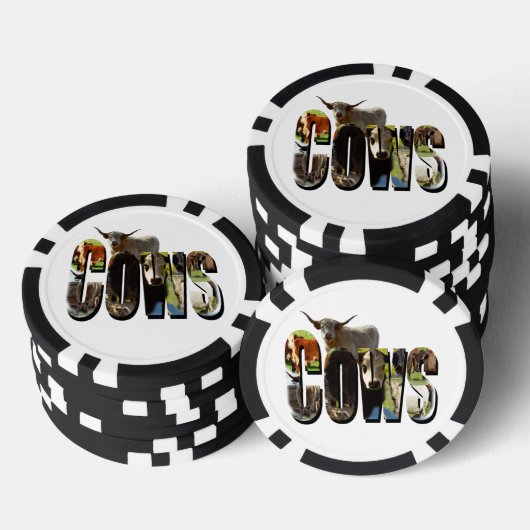 Logo des Küchennamens mit Kühen, Pokerchips (Stapel)