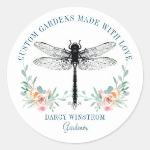 Logo des Künstlergartens Landscaper Dragonfly Runder Aufkleber