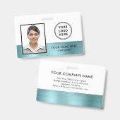 Logo des Mitarbeiter-Fotos Aquamarin grün Ausweis (Vorder- & Rückseite)