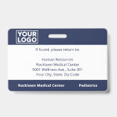 Logo des Mitarbeiter-Fotos Barcode Navy Blue Hospi Ausweis (Rückseite)