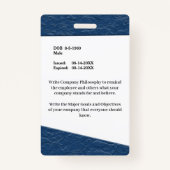 Logo des Mitarbeiter-Fotos Name des benutzerdefini Ausweis (Rückseite)