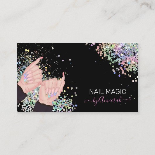 Logo des Nail Tech Nail Shop Holographic Glitzer H Visitenkarte (Vorderseite)