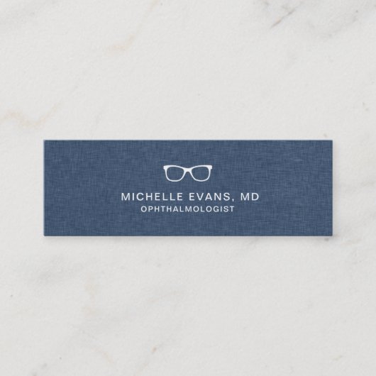 Logo des Navy Blue and White Ophthalmologist Glass Mini Visitenkarte (Vorderseite)