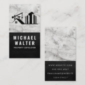 Logo des Objektentwicklers | Marmor | Leder Visitenkarte (Vorne/Hinten)