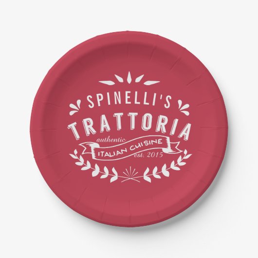 Logo des Personalisierten Restaurants der italieni Pappteller (Vorderseite)