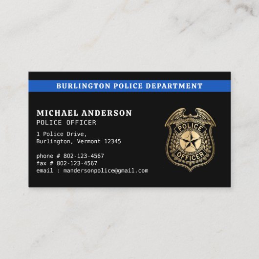 Logo des Polizeibeamten für die Rechtsdurchsetzung Visitenkarte (Vorderseite)