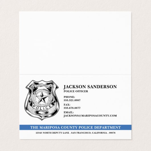 Logo des Polizeichefs der Abteilung Rechtsdurchset Visitenkarten (Außenseite Aufgefaltet)