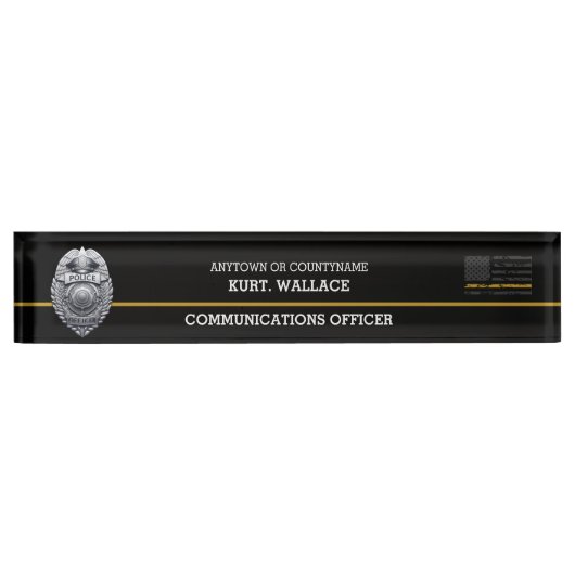 Logo des Polizeidirektors der Thin-Gold-Line Namensplakette (Vorderseite)