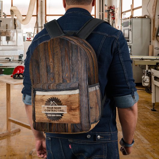 Logo des Rustic Wood Tone Contractor Bedruckter Rucksack