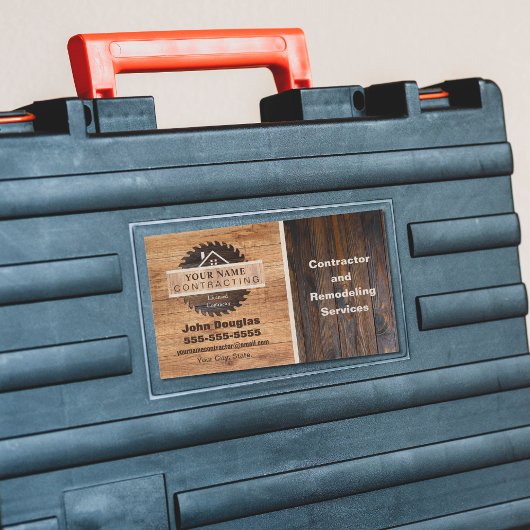 Logo des Rustic Wood Tone Contractor Rechteckiger Aufkleber